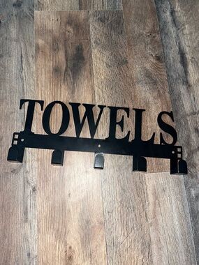 Towels Wall Hook Rack - Black Metal